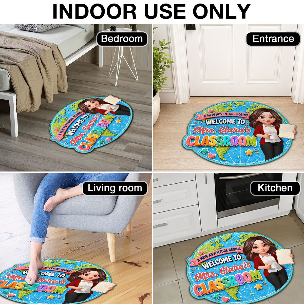 Globe Teacher Welcome To Classroom - Personalized Doormat - Back To School Gift For Teacher, Classroom Decor