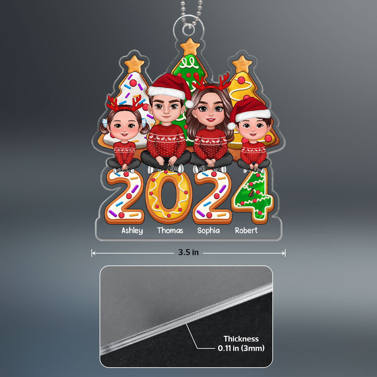 Christmas Tree Cookies Family Crossed Legs Personalized Acrylic Ornament