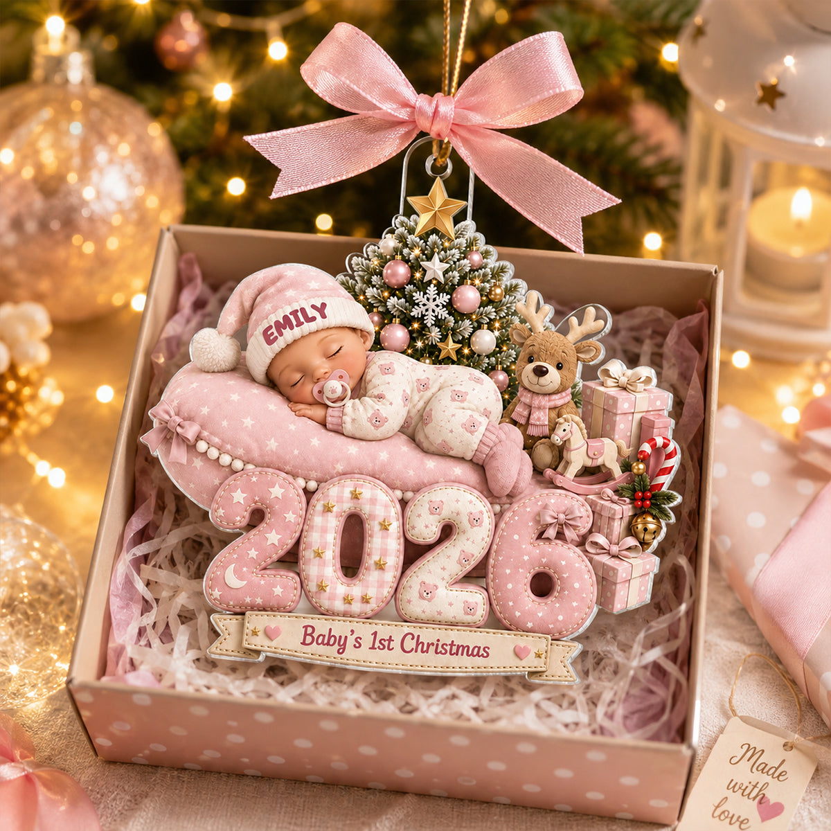 Baby's First Christmas 2026 - Personalized Acrylic Ornament - Newborn Girl Boy Gift, Heartfelt Keepsake