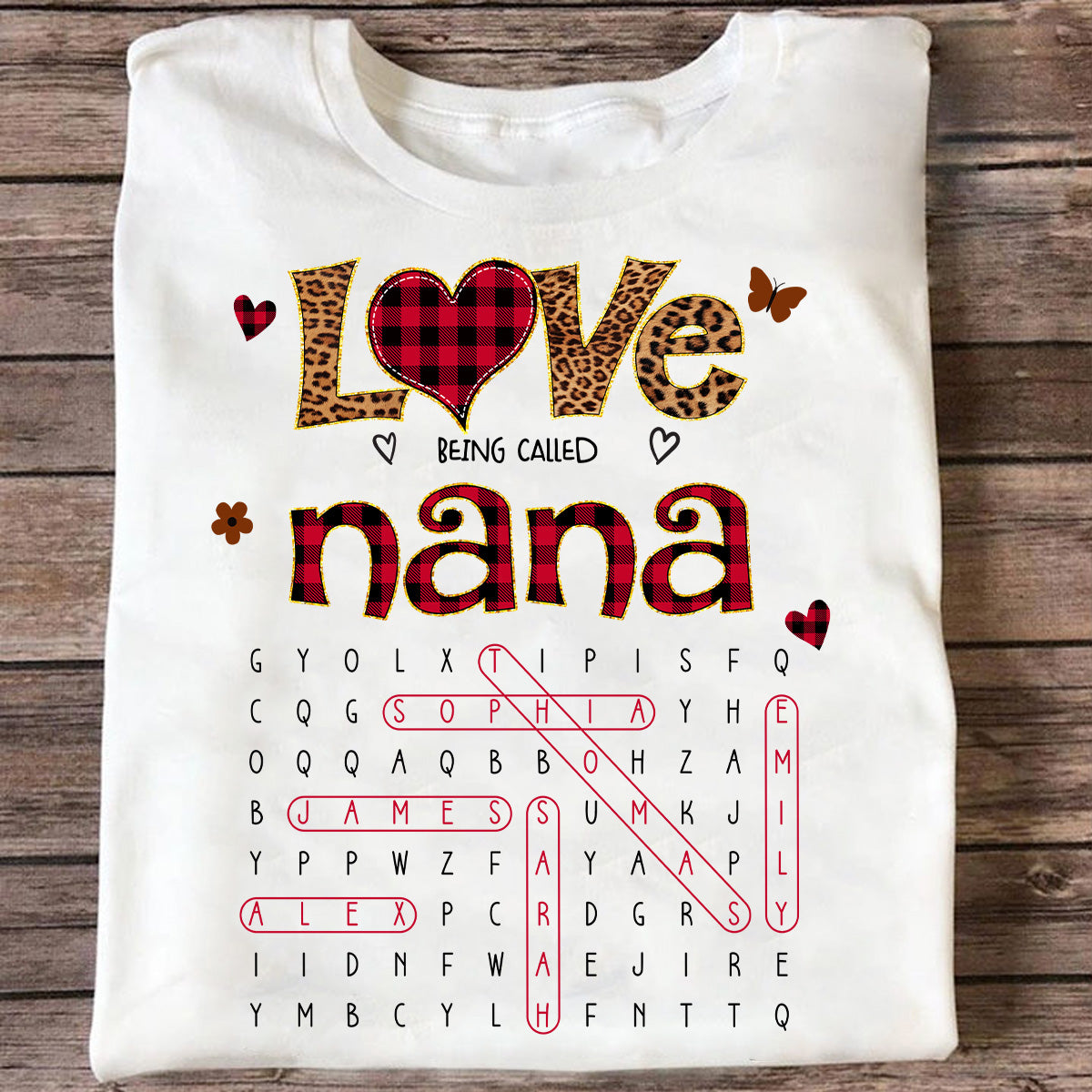 Love Being Called Grandma Leopard Pattern Word Search Puzzle - Personalized Shirt - Mother's Day Gift For Grandma Mom