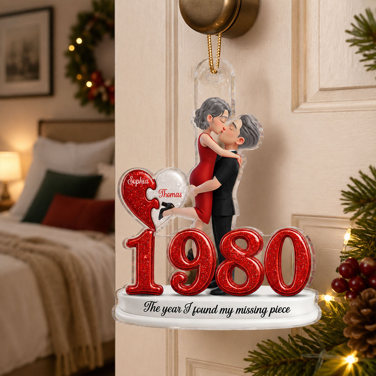 The Year I Found My Missing Piece 2D Flat - Personalized Acrylic Ornament - Christmas Keepsake for Couples