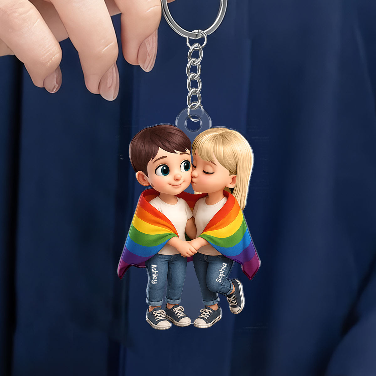 Pride Month LGBT Couple Love Is Love Personalized Acrylic Keychain, Gift For Couple