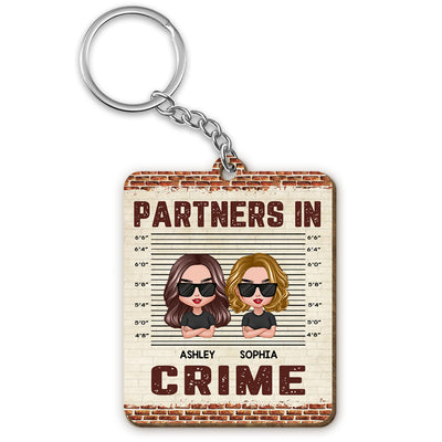 Doll Friends Besties Sisters Brothers Siblings Partners In Crime Personalized Wooden Keychain