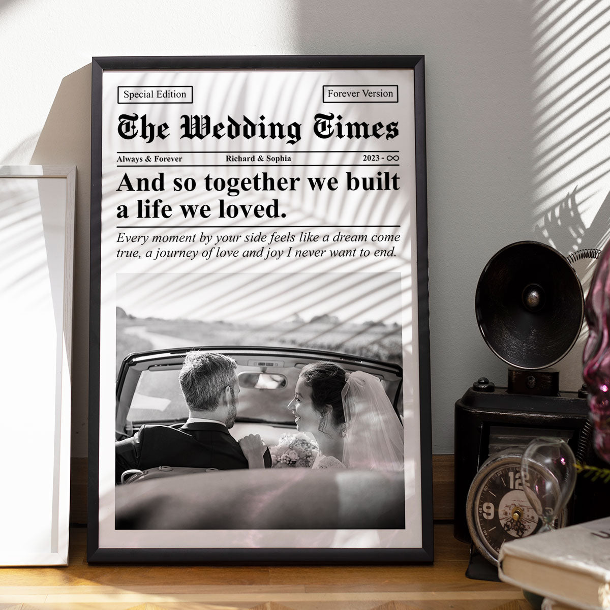 Couple Newspaper Anniversary Gift  Gift Photo Collage Personalized Poster