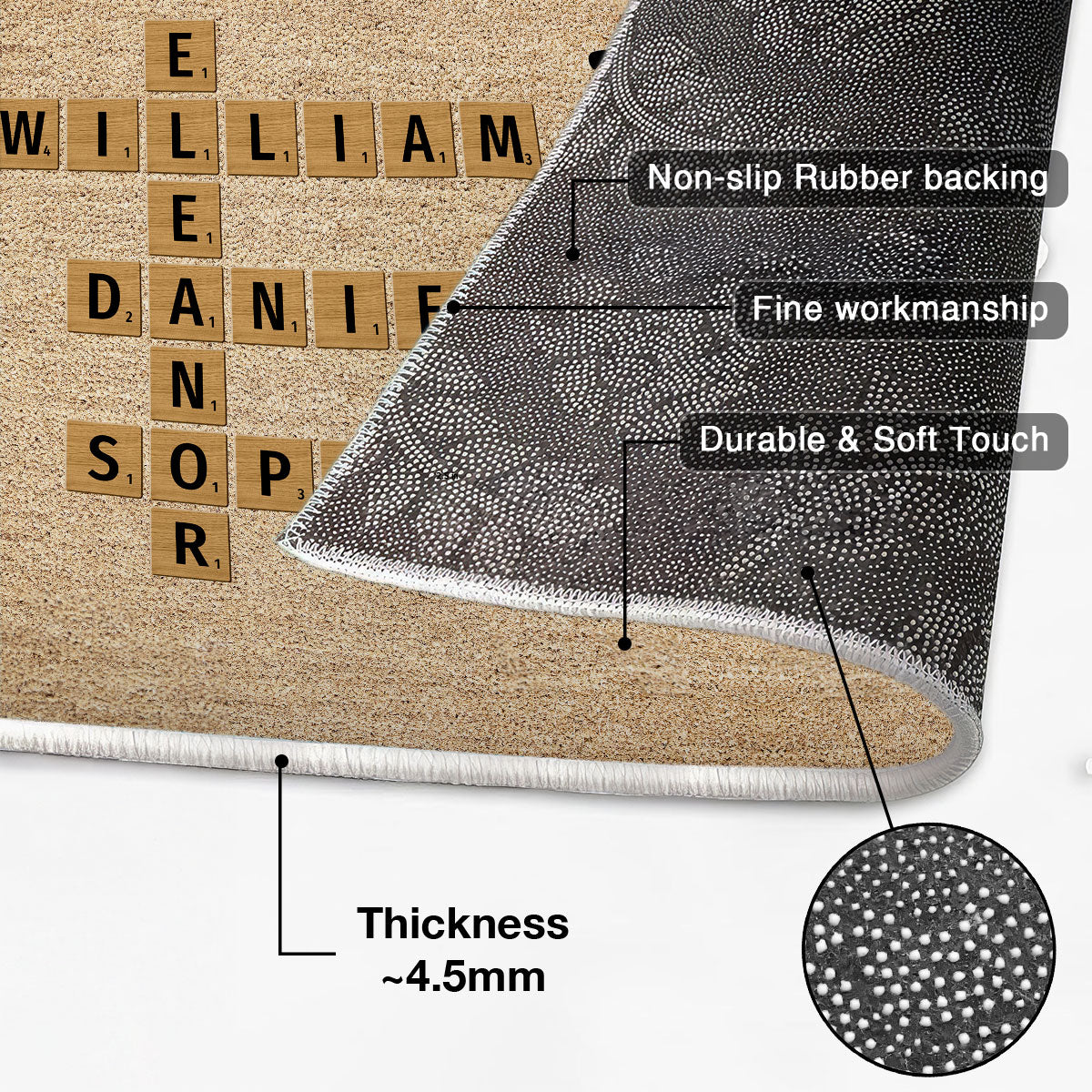 Family Whole Lot Of Love Crossword Puzzle Art - Captured In A Moment, Cherished For A Lifetime Personalized Doormat