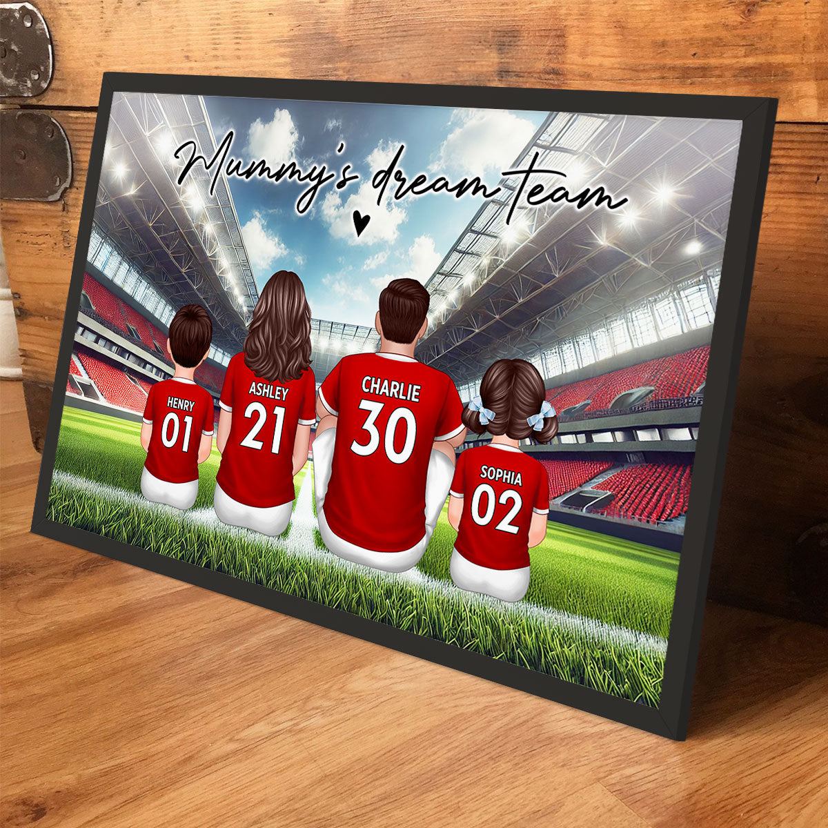 Mummy's Dream Team Football Family Sitting Personalized Poster, Gift for Mum, Wife