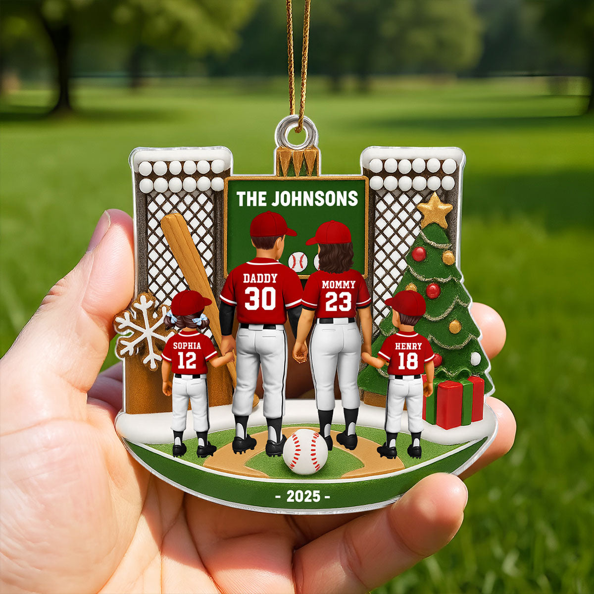 3D Effect Baseball Family Personalized Acrylic Ornament, Gift for Loved Ones