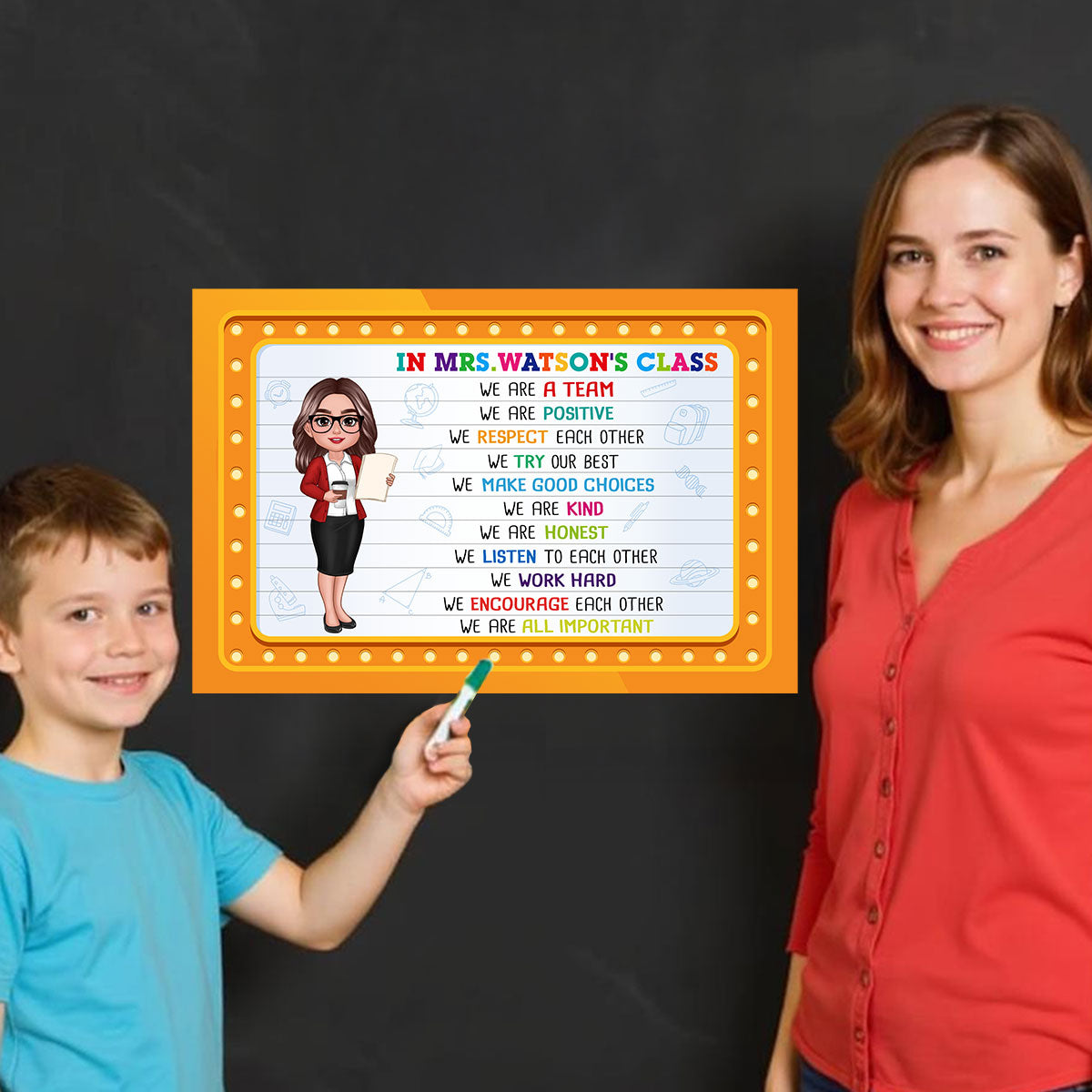 Classroom Rules Personalized Teacher Poster, Motivational Posters for Classroom Decorations, Teacher Supplies