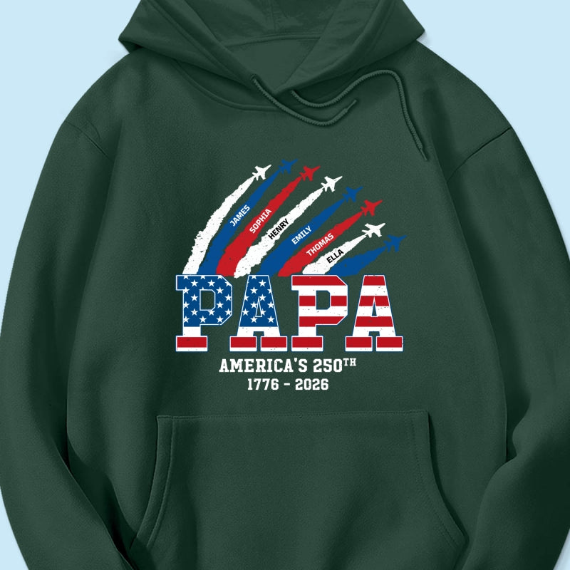 Proud Dad Grandpa Nation Flag American 250th Anniversary - Personalized Shirt - Gift For Dad, Grandpa