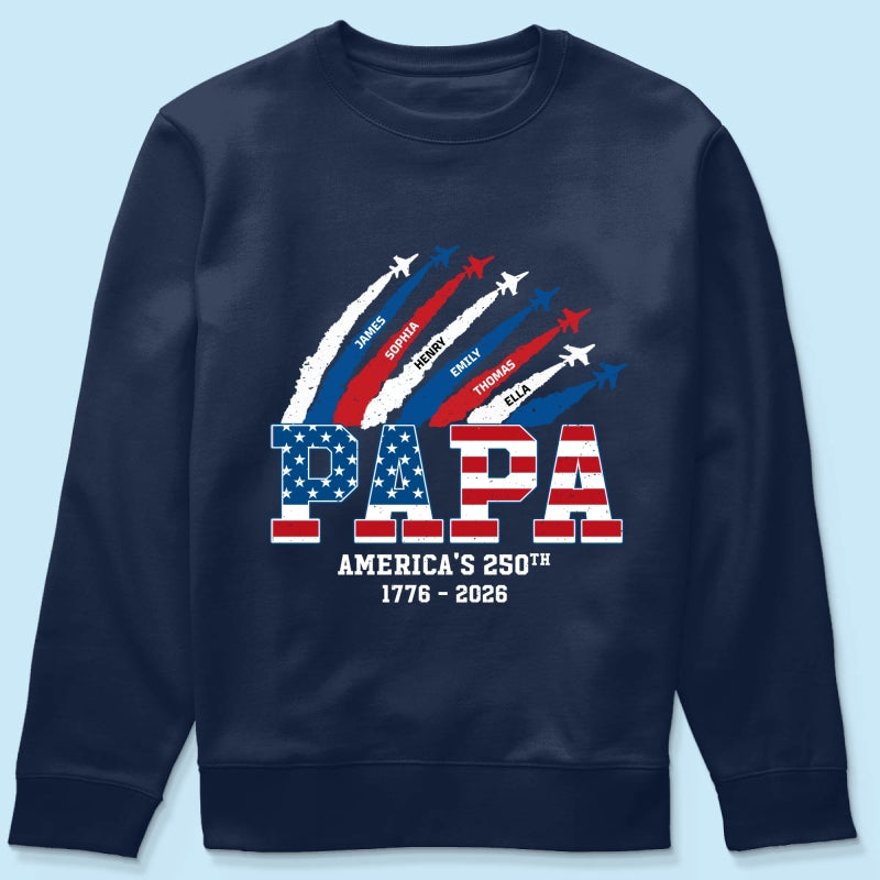 Proud Dad Grandpa Nation Flag American 250th Anniversary - Personalized Shirt - Cool Father's Day Gift For Dad, Grandpa