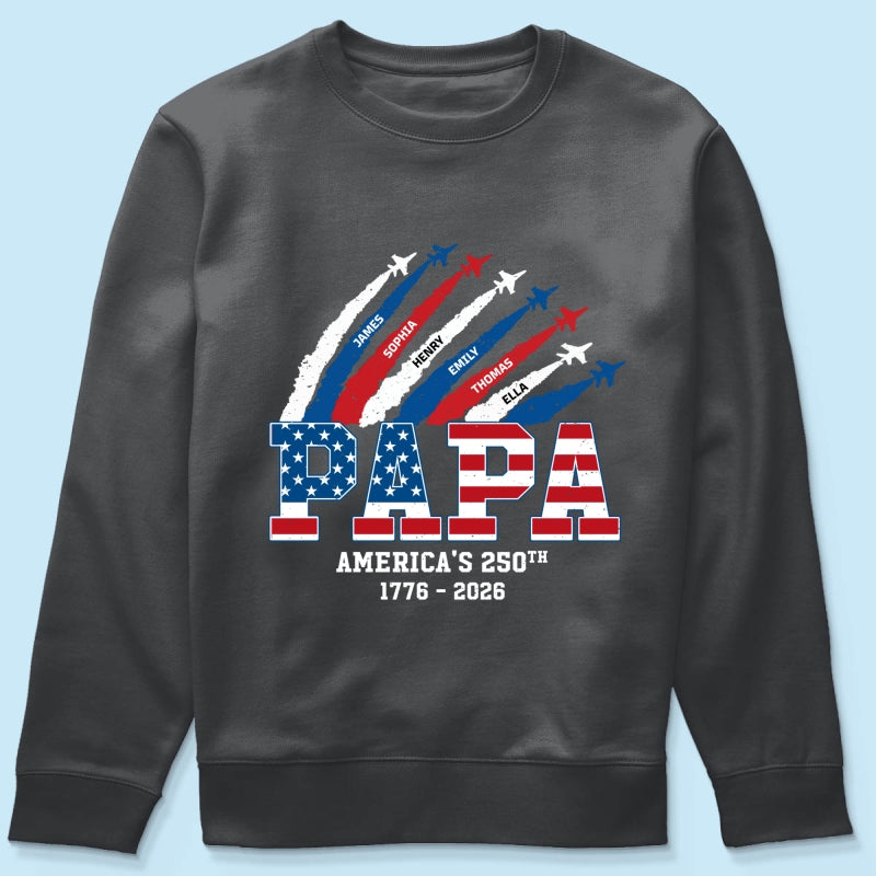 Proud Dad Grandpa Nation Flag American 250th Anniversary - Personalized Shirt - Cool Father's Day Gift For Dad, Grandpa