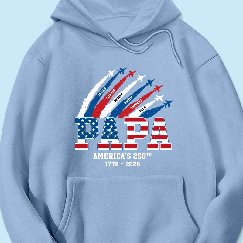 Proud Dad Grandpa Nation Flag American 250th Anniversary - Personalized Shirt - Cool Father's Day Gift For Dad, Grandpa