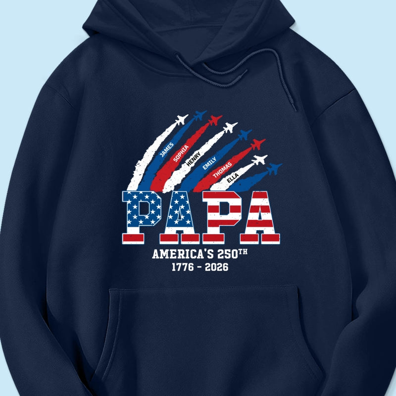 Proud Dad Grandpa Nation Flag American 250th Anniversary - Personalized Shirt - Cool Father's Day Gift For Dad, Grandpa