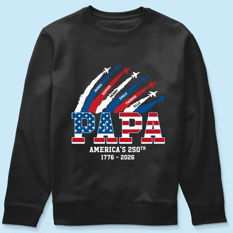 Proud Dad Grandpa Nation Flag American 250th Anniversary - Personalized Shirt - Cool Father's Day Gift For Dad, Grandpa