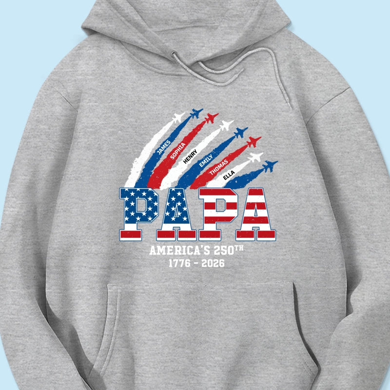 Proud Dad Grandpa Nation Flag American 250th Anniversary - Personalized Shirt - Cool Father's Day Gift For Dad, Grandpa
