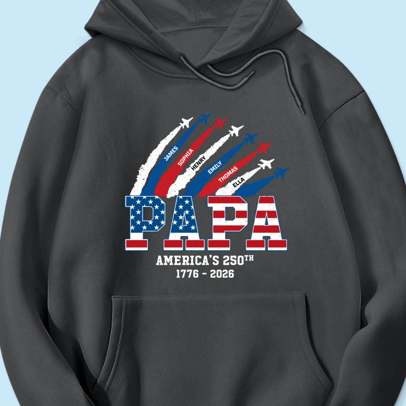 Proud Dad Grandpa Nation Flag American 250th Anniversary - Personalized Shirt - Cool Father's Day Gift For Dad, Grandpa
