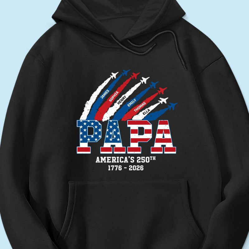 Proud Dad Grandpa Nation Flag American 250th Anniversary - Personalized Shirt - Cool Father's Day Gift For Dad, Grandpa
