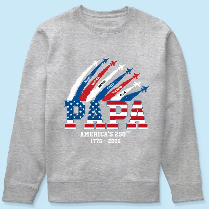 Proud Dad Grandpa Nation Flag American 250th Anniversary - Personalized Shirt - Cool Father's Day Gift For Dad, Grandpa