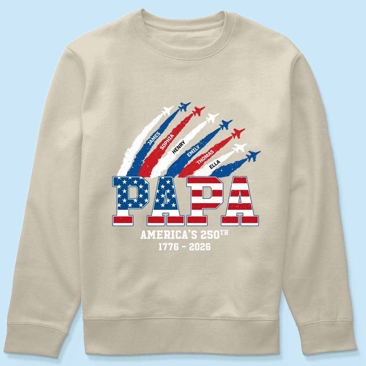 Proud Dad Grandpa Nation Flag American 250th Anniversary - Personalized Shirt - Cool Father's Day Gift For Dad, Grandpa