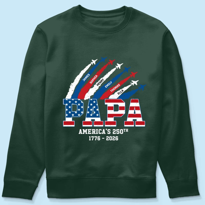 Proud Dad Grandpa Nation Flag American 250th Anniversary - Personalized Shirt - Gift For Dad, Grandpa