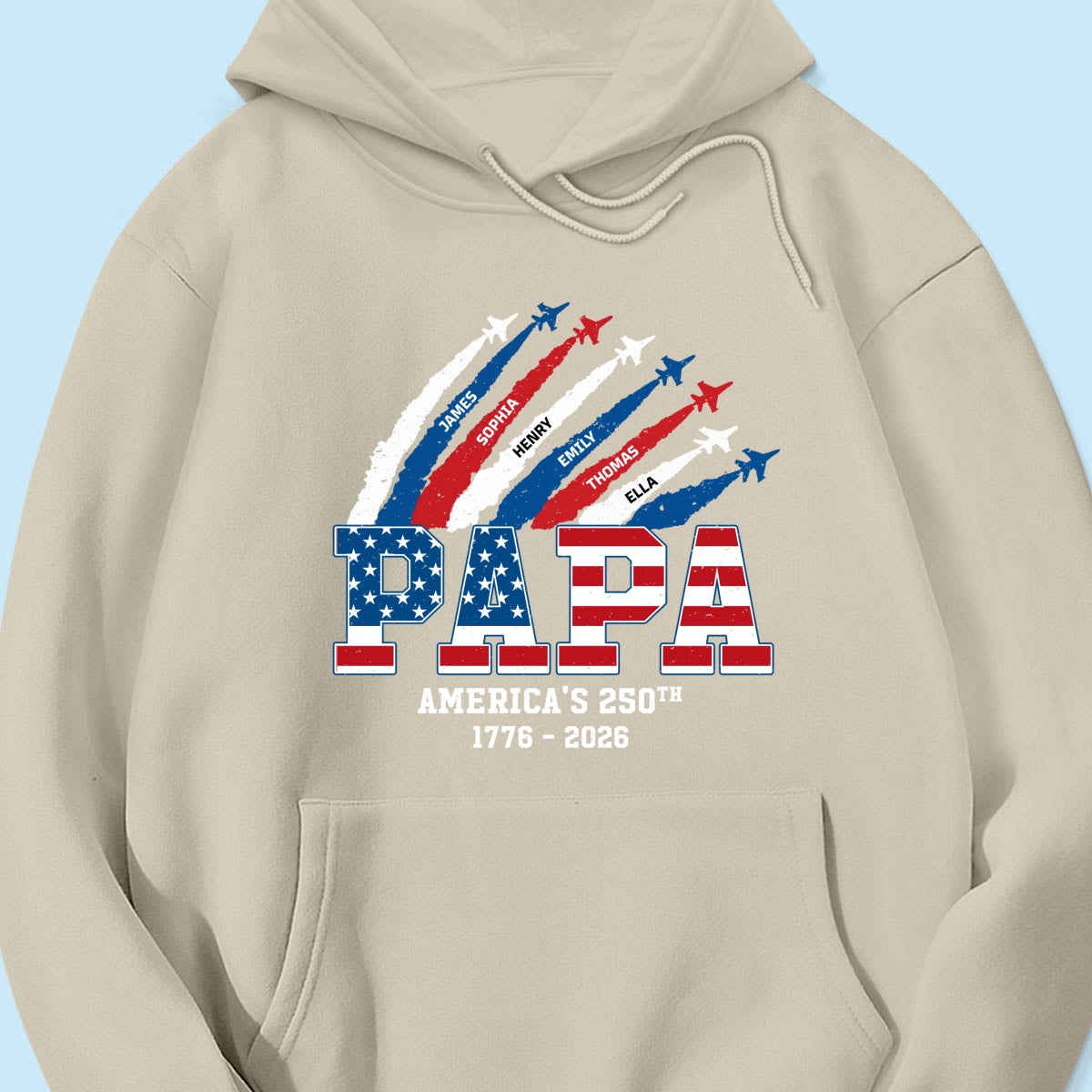 Proud Dad Grandpa Nation Flag American 250th Anniversary - Personalized Shirt - Cool Father's Day Gift For Dad, Grandpa