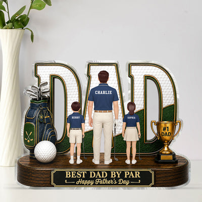Golf Dad Legend Best Dad By Par - Personalized Acrylic Block Plaque - Unique Trending Father's Day Gift For Dad