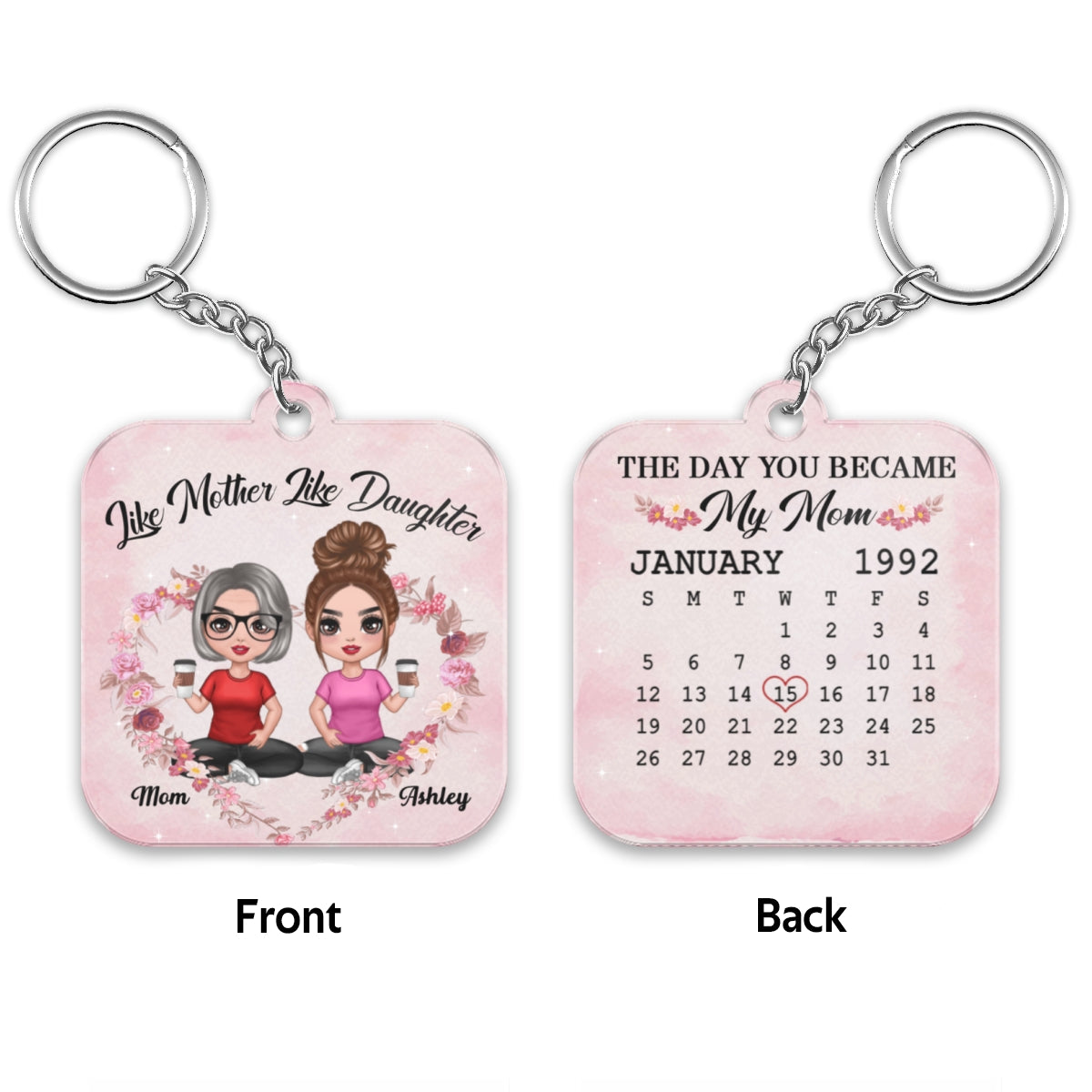 Like Mother Like Daughter Calendar Date Personalized Acrylic Keychain