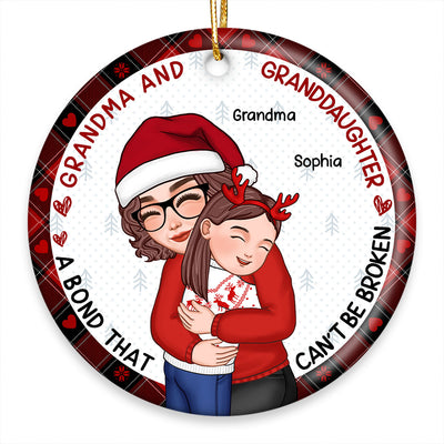 Christmas Grandma And GrandKid Embracing Gift For Granddaughter Grandson Personalized Circle Ornament