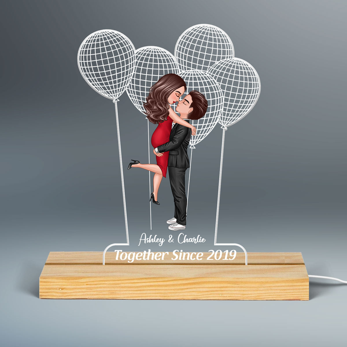 Couple Together Since 3D Balloon Personalized Custom Shape LED Night Light Acrylic LED Lamp