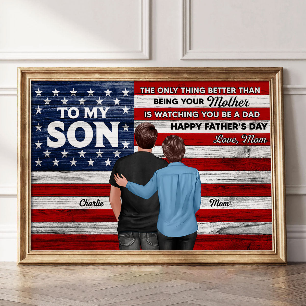 Nation Flag To My Son From Mom Happy Father's Day Personalized Poster