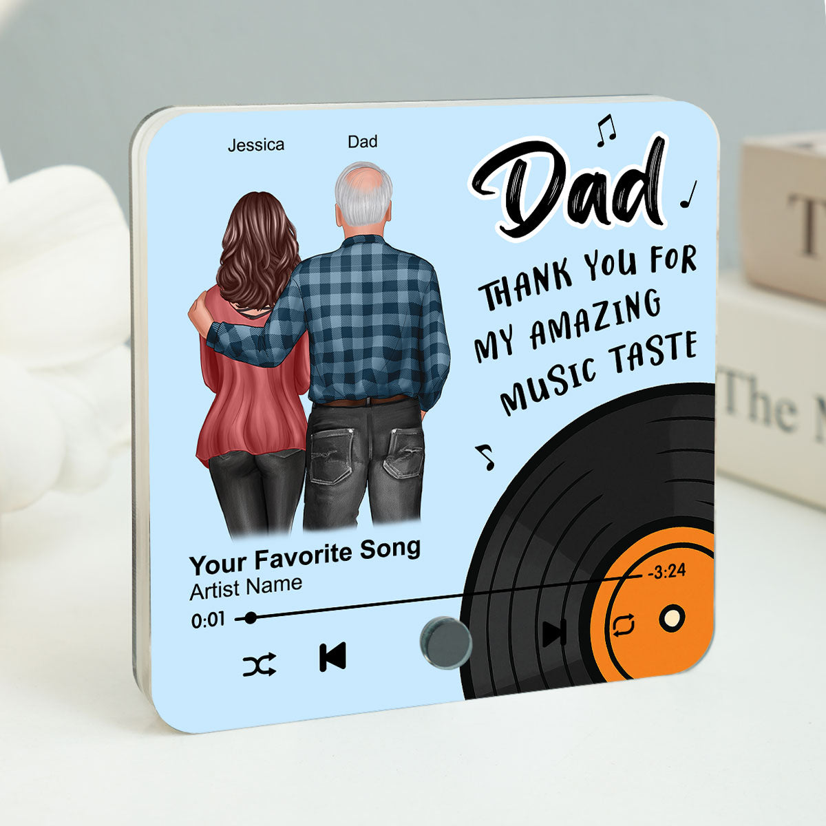 Dad Thank You For My Amazing Music Taste Custom Dad's Favorite Song Personalized Music Fridge Magnet