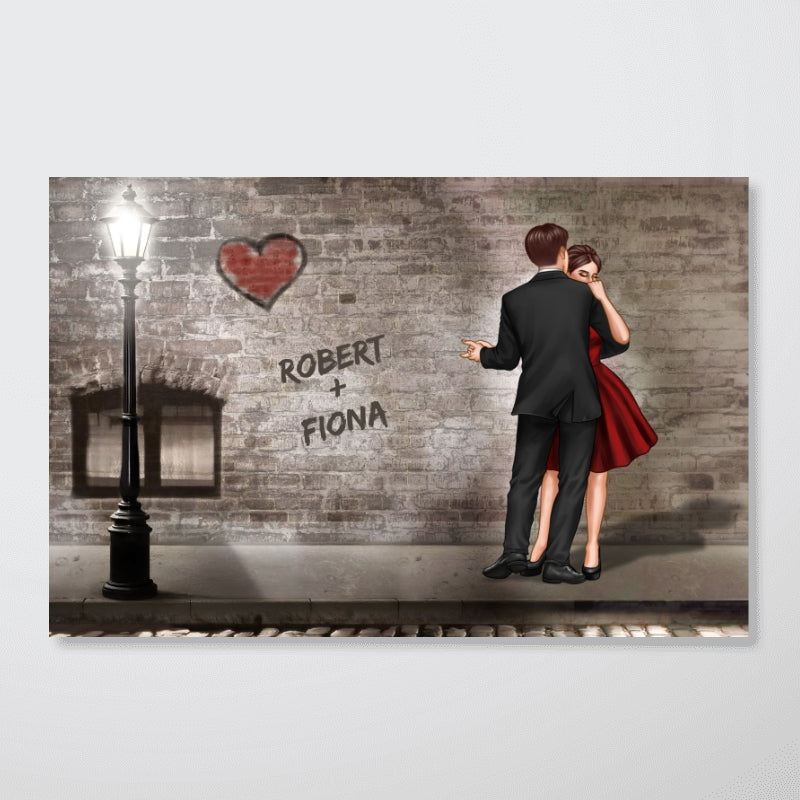 Couple Vintage Old Street Personalized Poster, Valentines Gift, Anniversary Gift for Him for Her