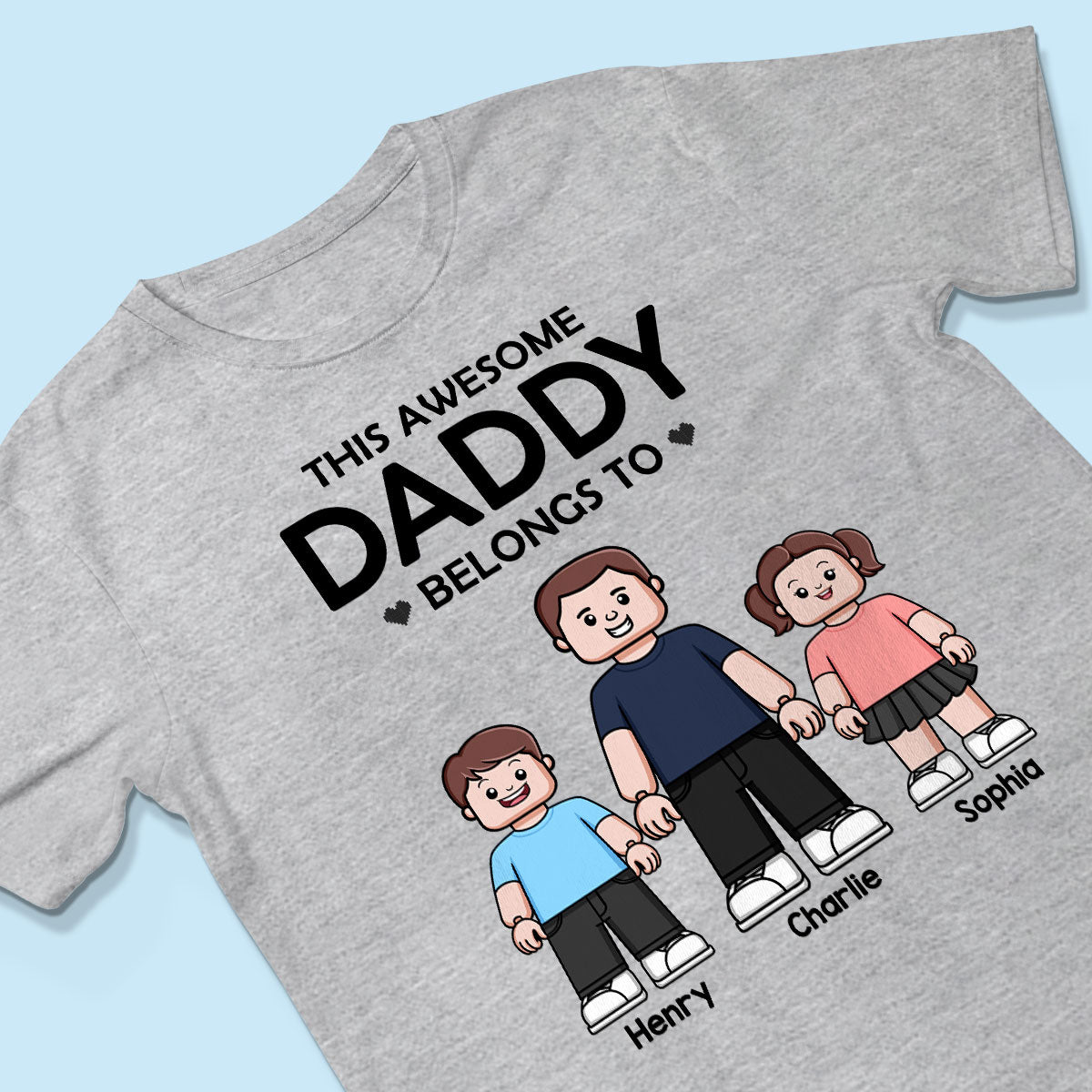 This Daddy Belongs To Kids Block Characters Personalized Shirt