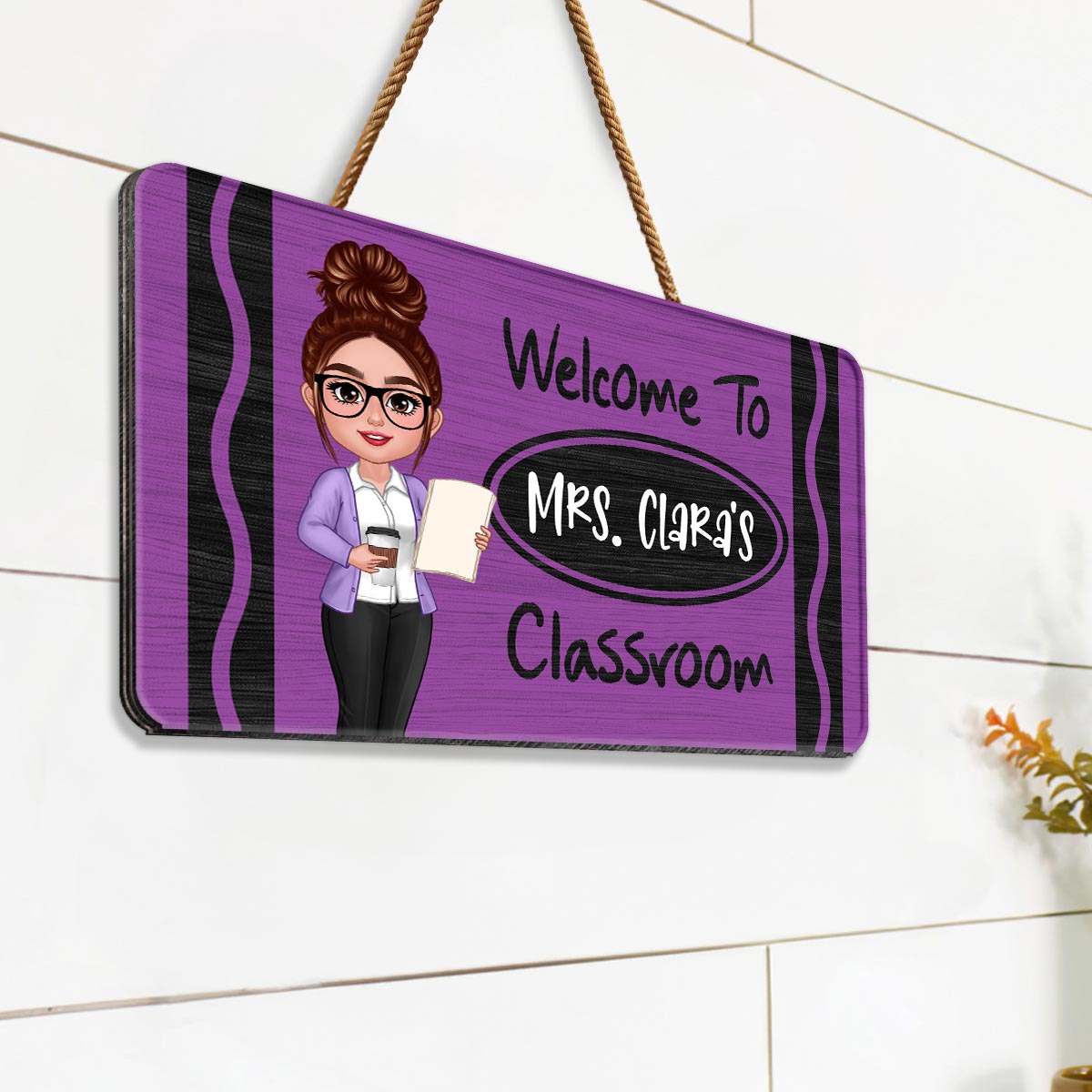 Teacher Crayon Welcome To Classroom Personalized Wood Sign