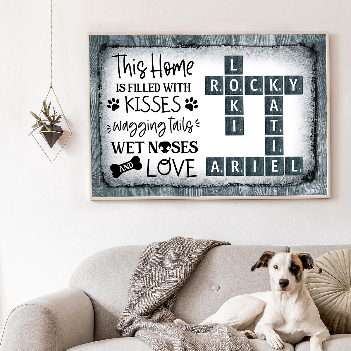 This Home Filled With Kisses Wagging Tails Dog Lover Crossword Puzzle Wall Art Personalized Poster