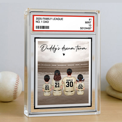 No. 1 Dad Retro Vintage Baseball Trading Card Style Personalized Acrylic Block Plaque, Gift For Dad