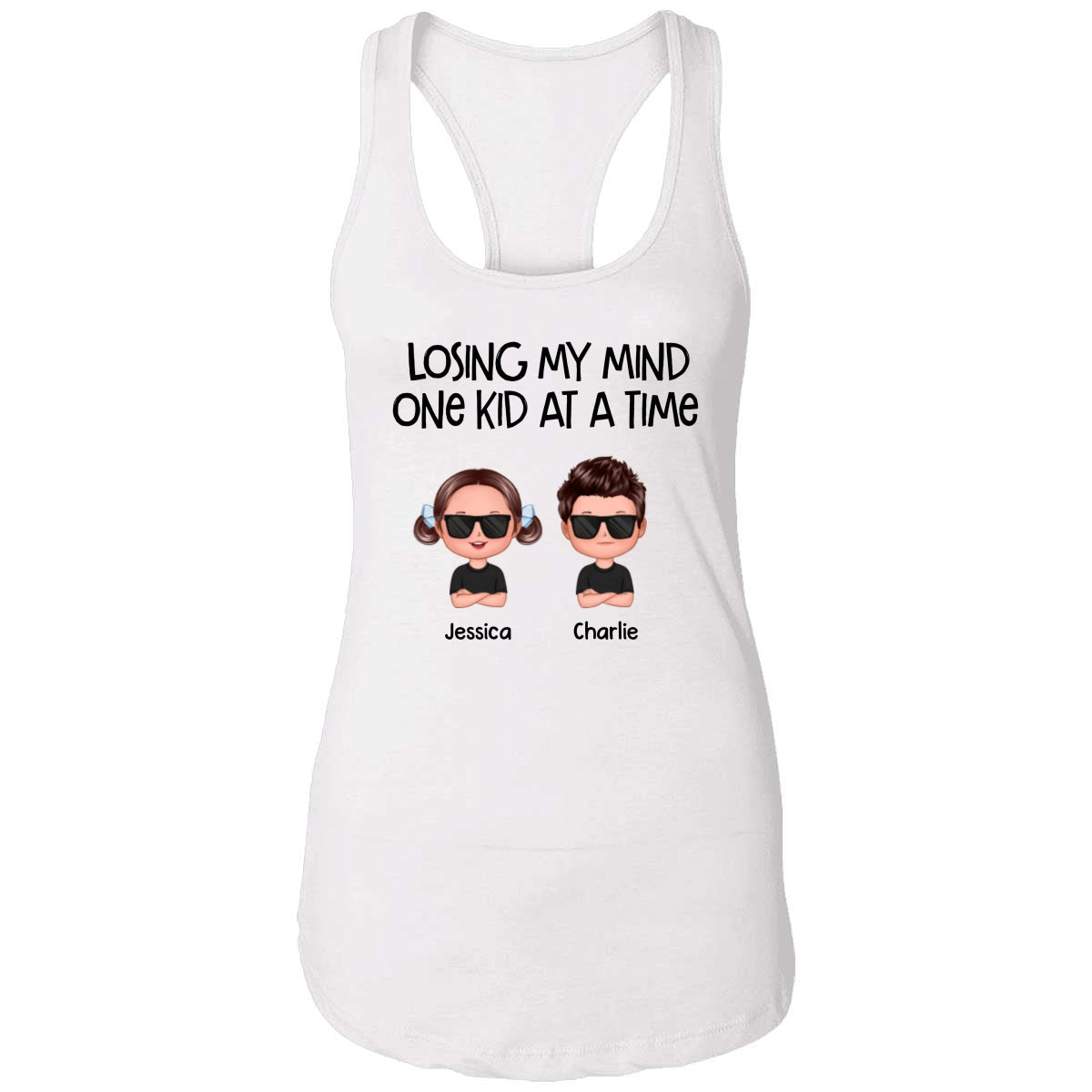 Losing My Mind One Kid At A Time Doll Kids Personalized Tank Top Shirt