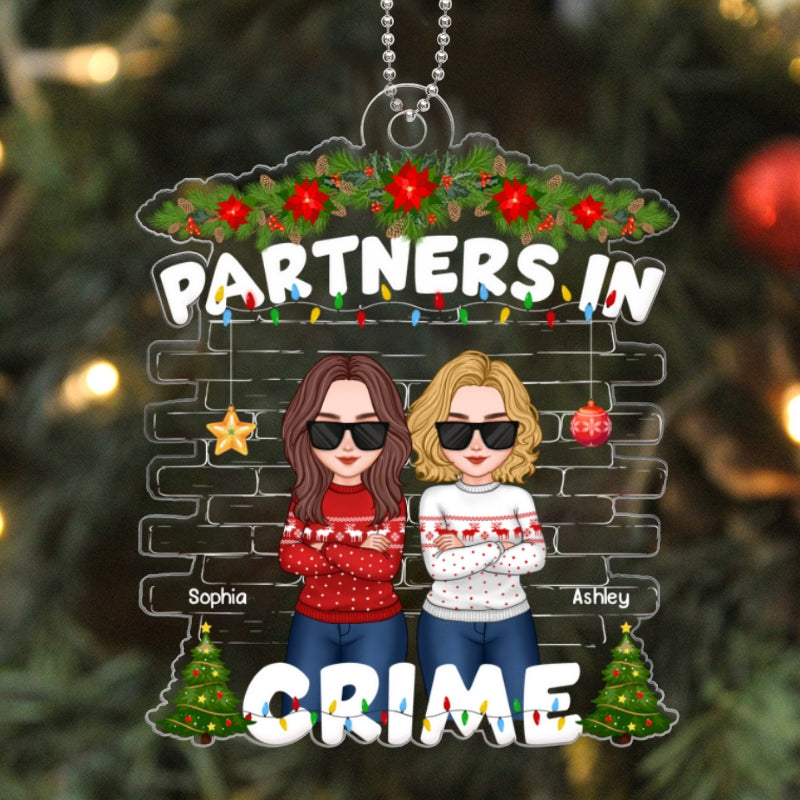 Christmas Cool Besties Partners In Crime Gift For Best Friends Personalized Acrylic Ornament