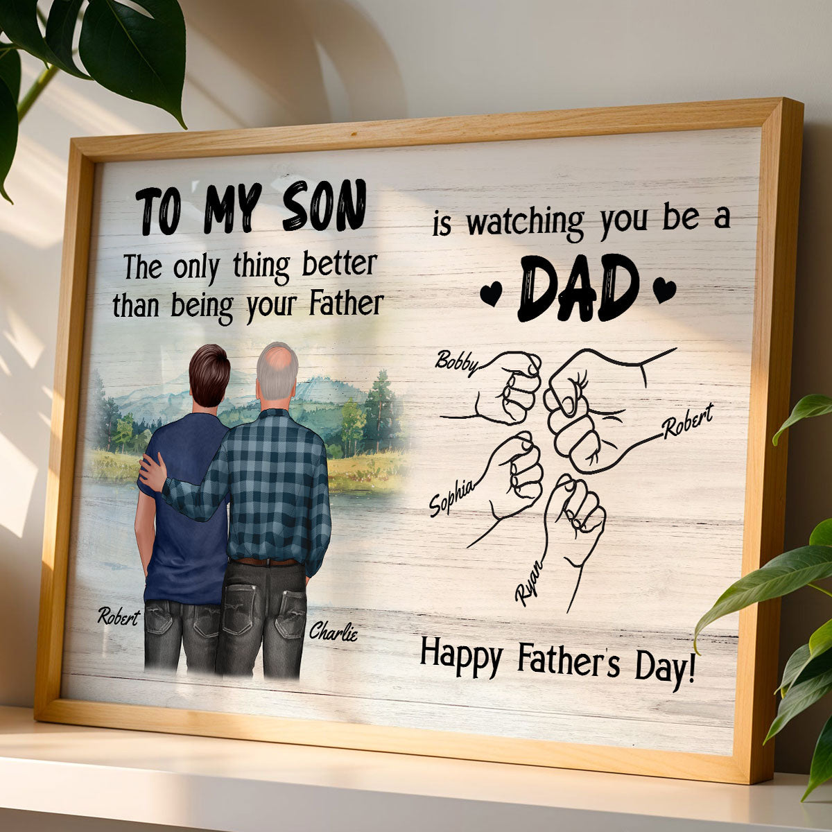 From Mom Dad To Son Watching You Be A Dad Blue Theme Personalized Poster, Gift For Son