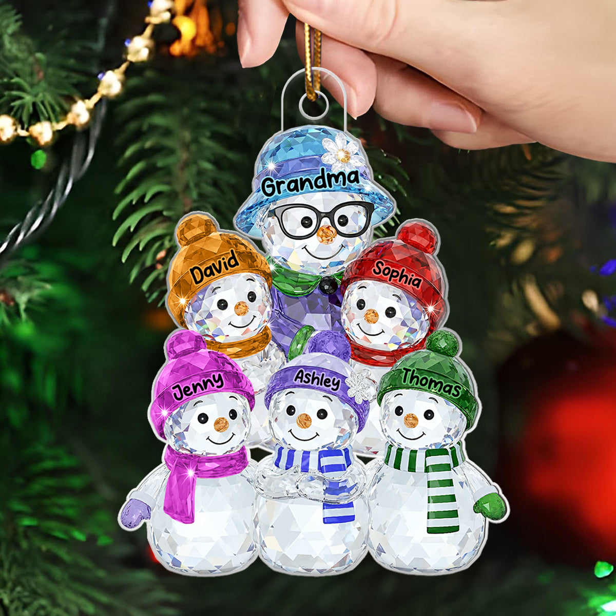 Grandma Hugging Grandkids Pattern Crystal - Personalized Acrylic Ornament - Heartwarming Christmas Gift For Grandma, Family