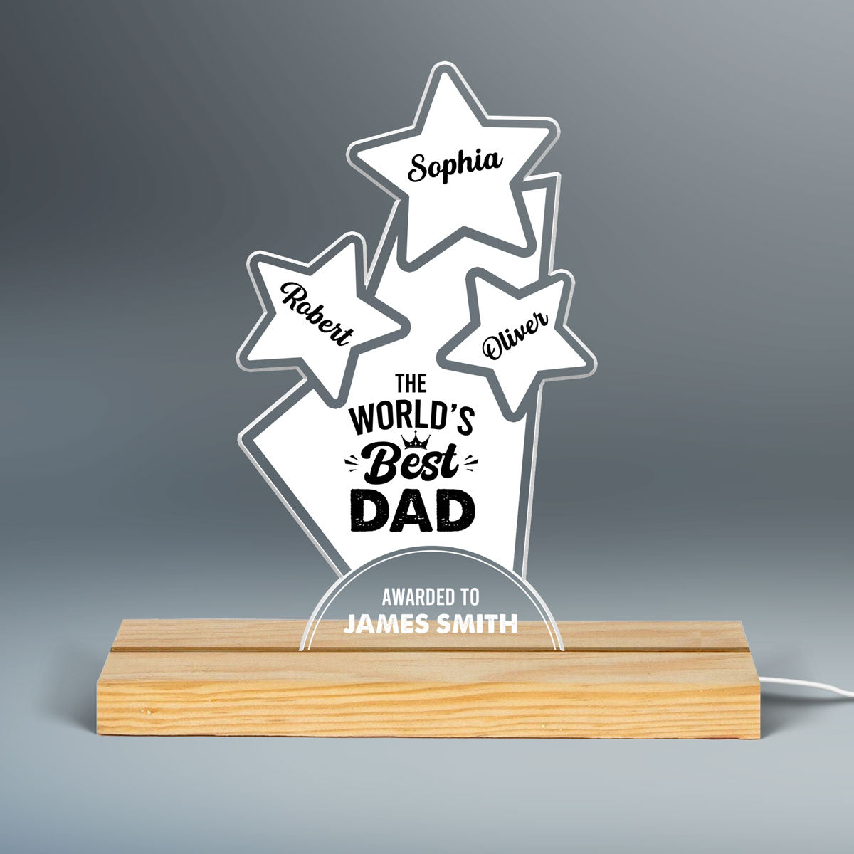 The World Best Dad Grandpa Awarded To Personalized Acrylic Custom Shape LED Night Light