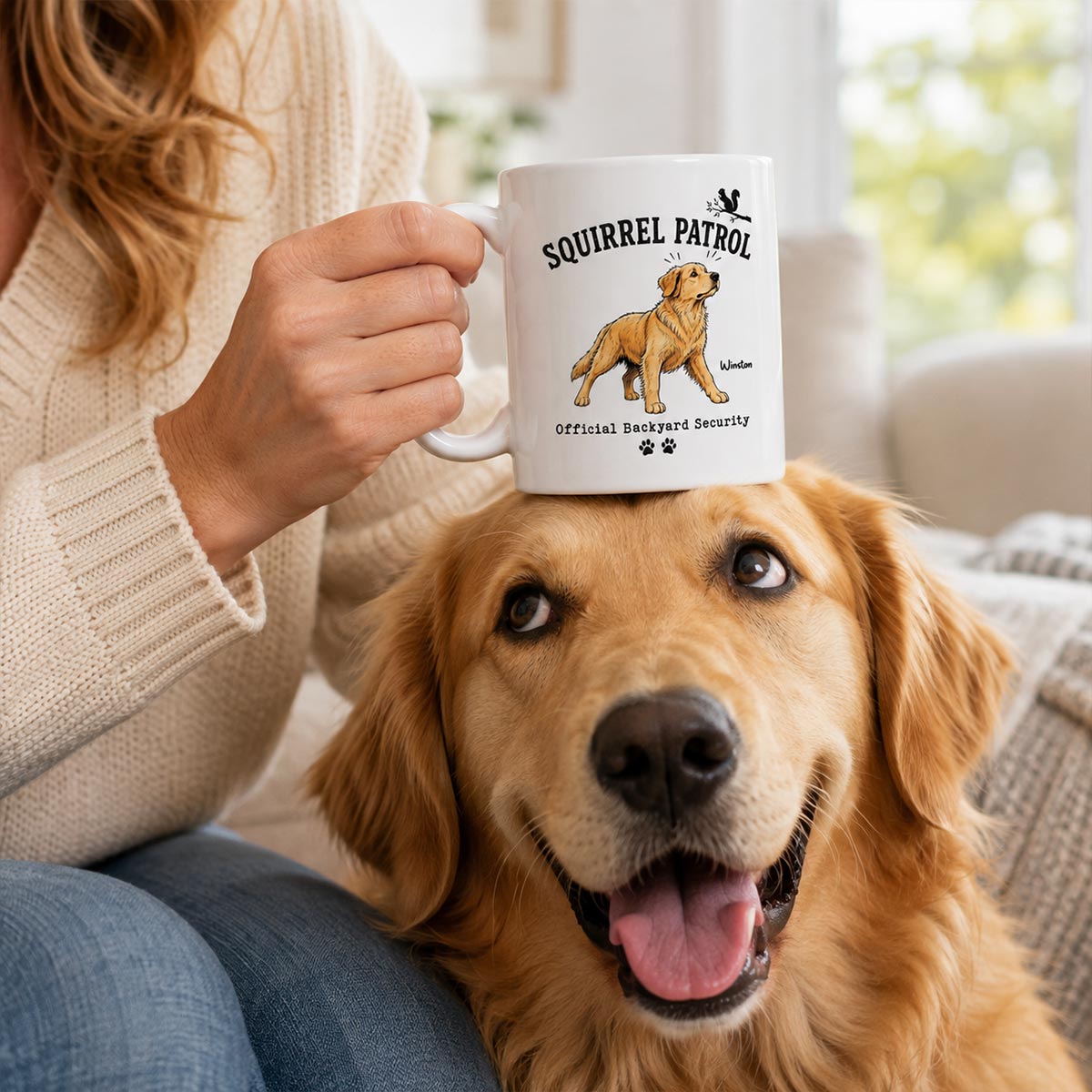Squirrel Patrol Official Backyard Security Custom Dog Photo - Personalized Mug - Funny Gift For Dog Lover