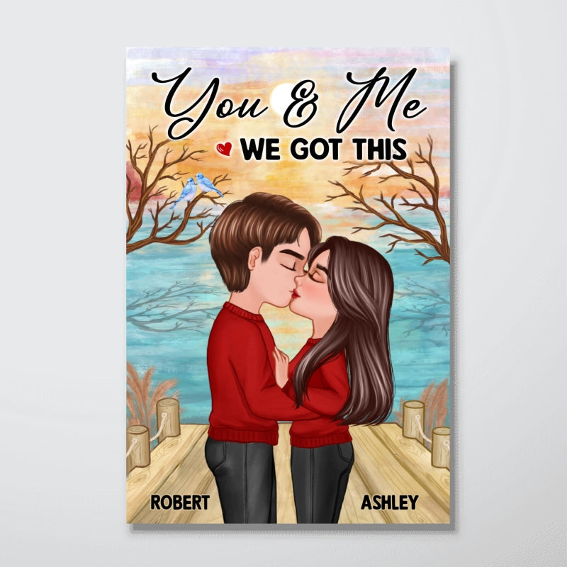 Doll Couple Kissing Reflected Lake Personalized Vertical Poster