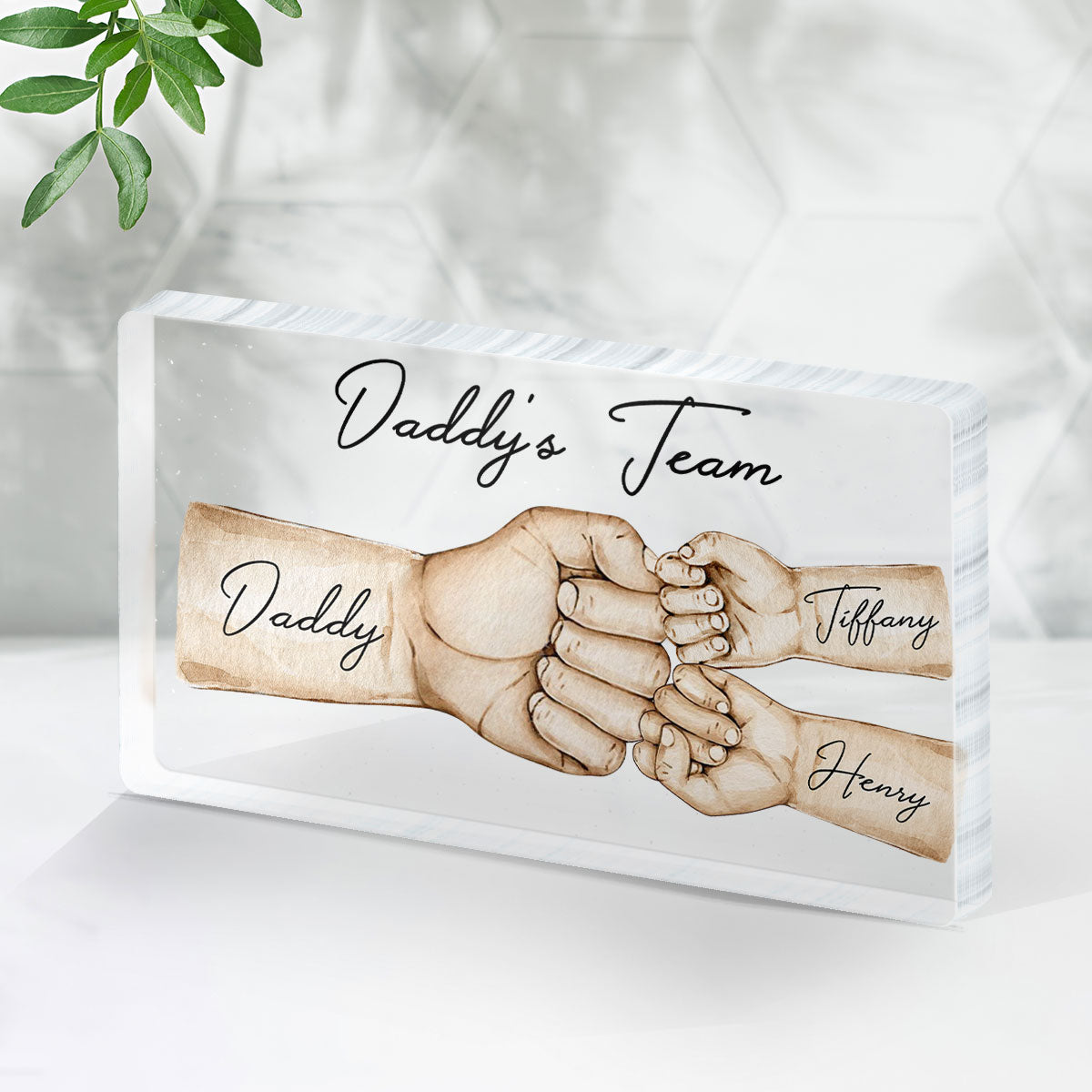 Daddy's Team Fist Bump Personalized Acrylic Plaque