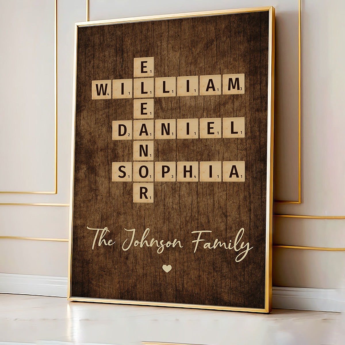 Family Crossword Art - Created In A Moment, Treasured Forever Personalized Poster