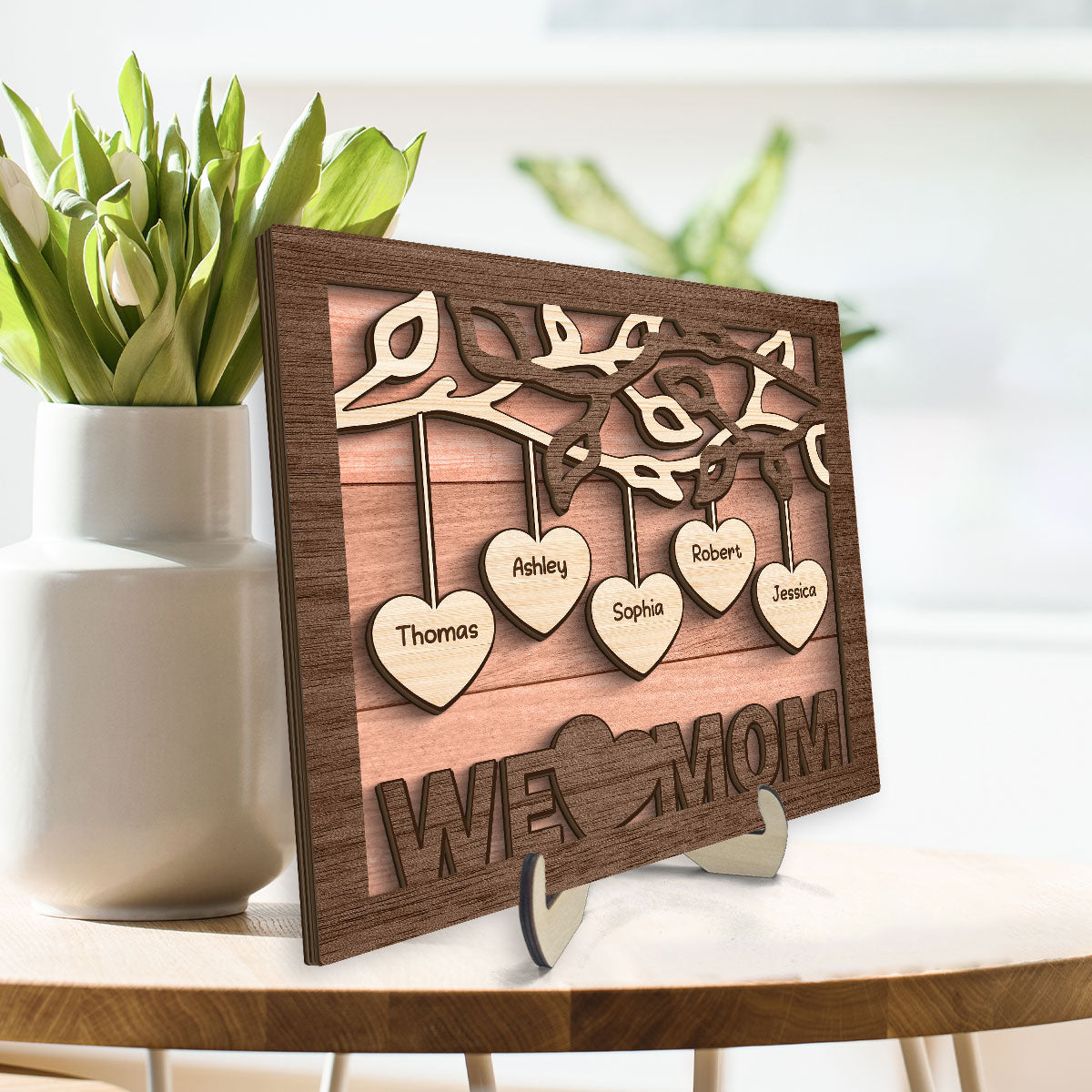 We Love Grandma Personalized 2-Layer Wooden Plaque