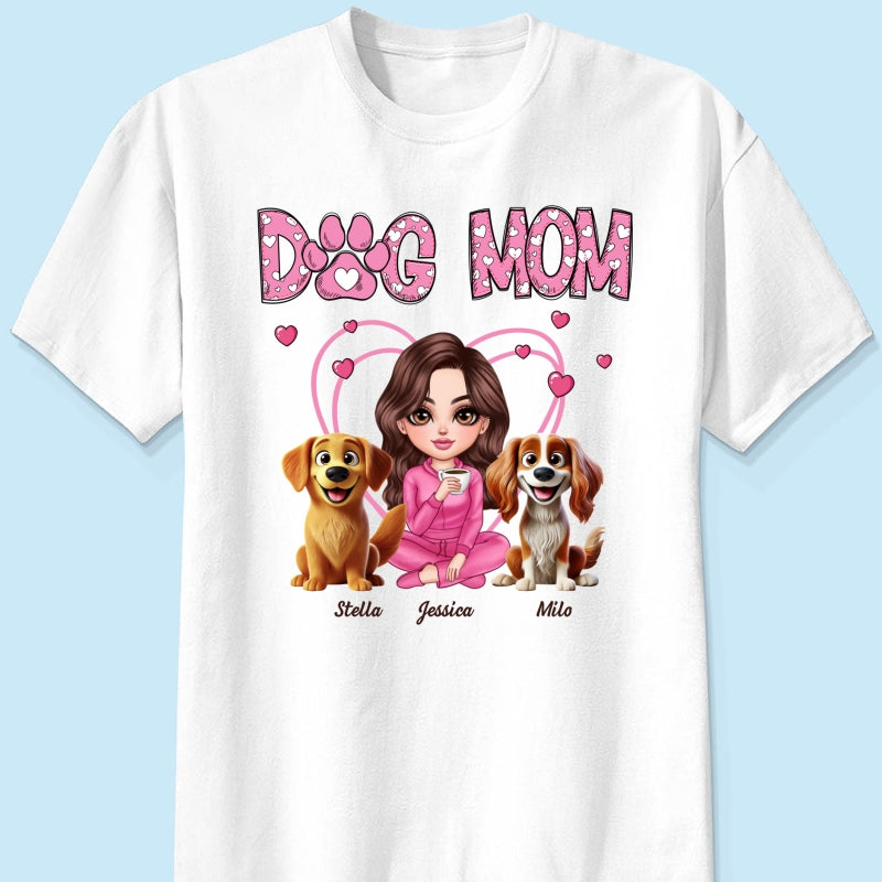 Pink Dog Mom Funny Cartoon Dog Personalized Shirt,  Gift For Dog Lovers, Dog Moms