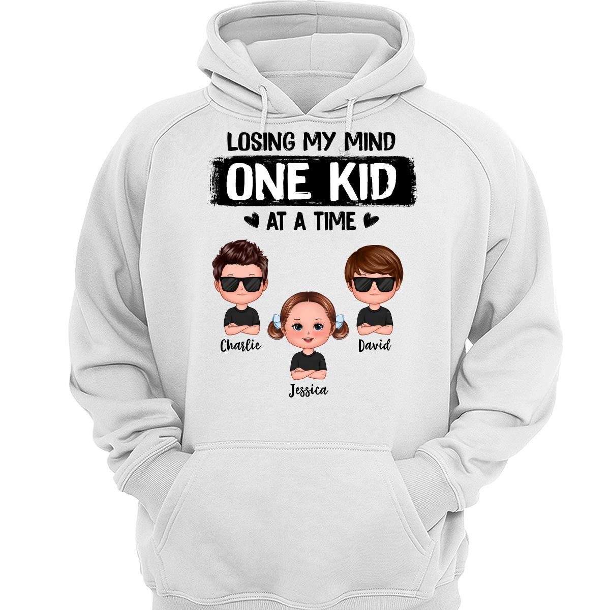 Mom Losing My Mind One Kid At A Time Doll Kids Personalized Shirt
