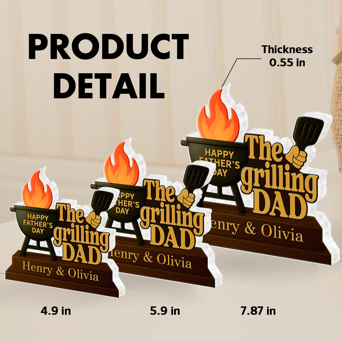 The Grillfather Personalized Custom Shape Acrylic Block, Father's Day Gift For Husband, For Dad