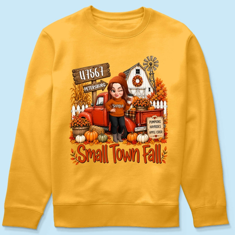 Small Town Fall Pumpkin Hayrides - Personalized Shirt - Custom Pumpkin Farm Trendy Fall Tee